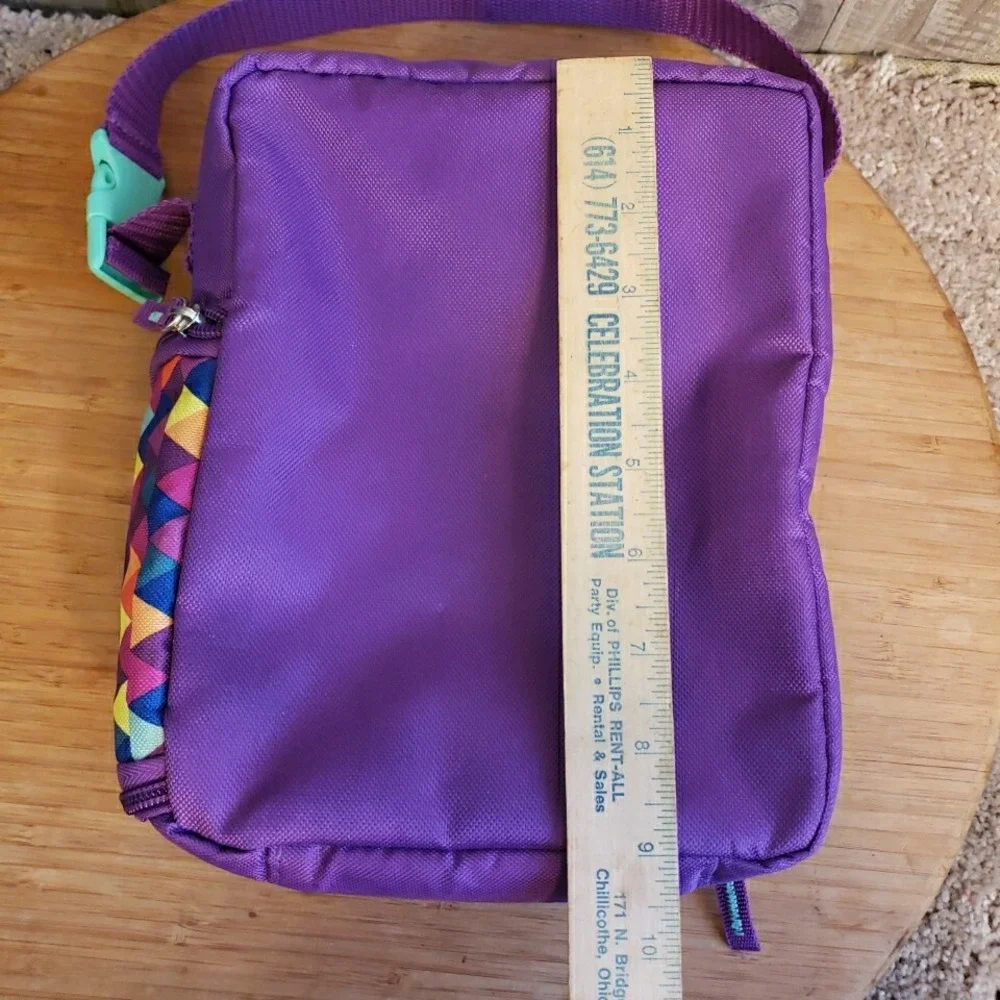 VGC Thermos Soft Cooler Purple Geo. Multicolor Insulated Warm/Cold Lunch Bag/Box